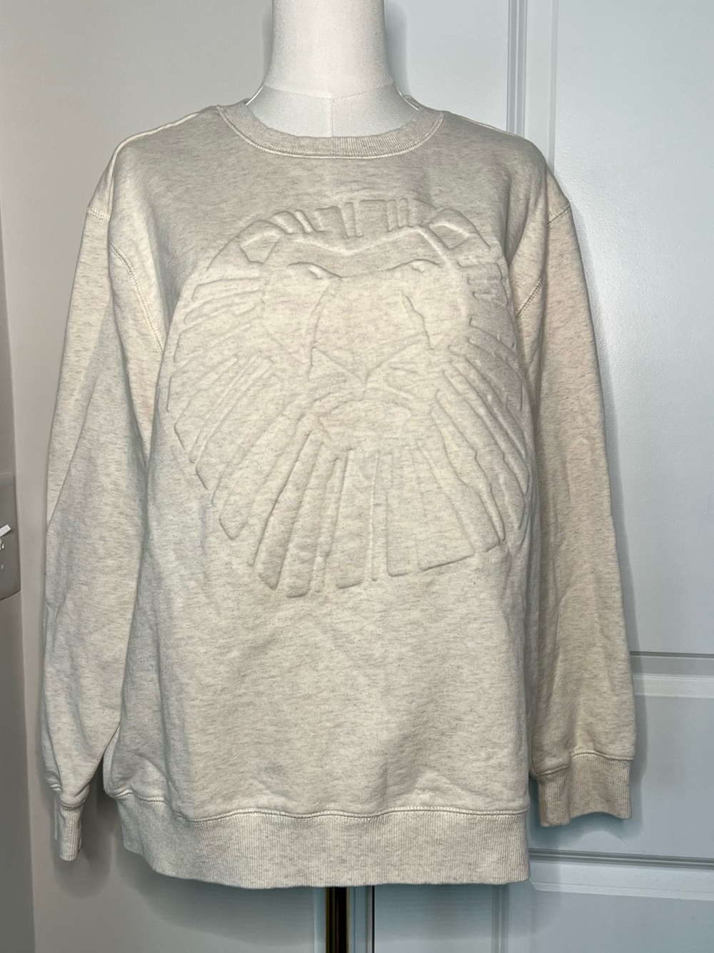 Disney The Lion King Broadway Musical Crewneck Sweatshirt Beige Embossed Lion L